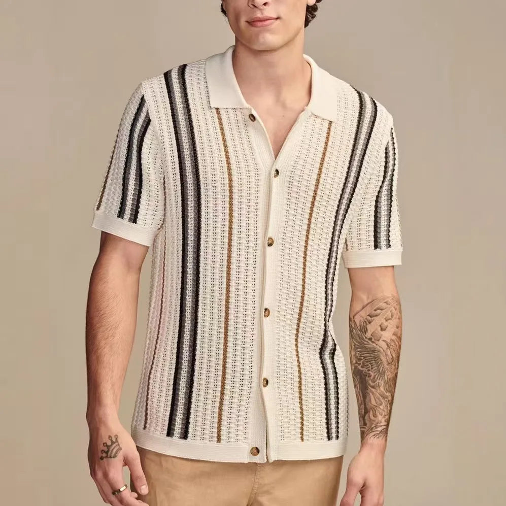 Summer New Striped Knitted Shirt