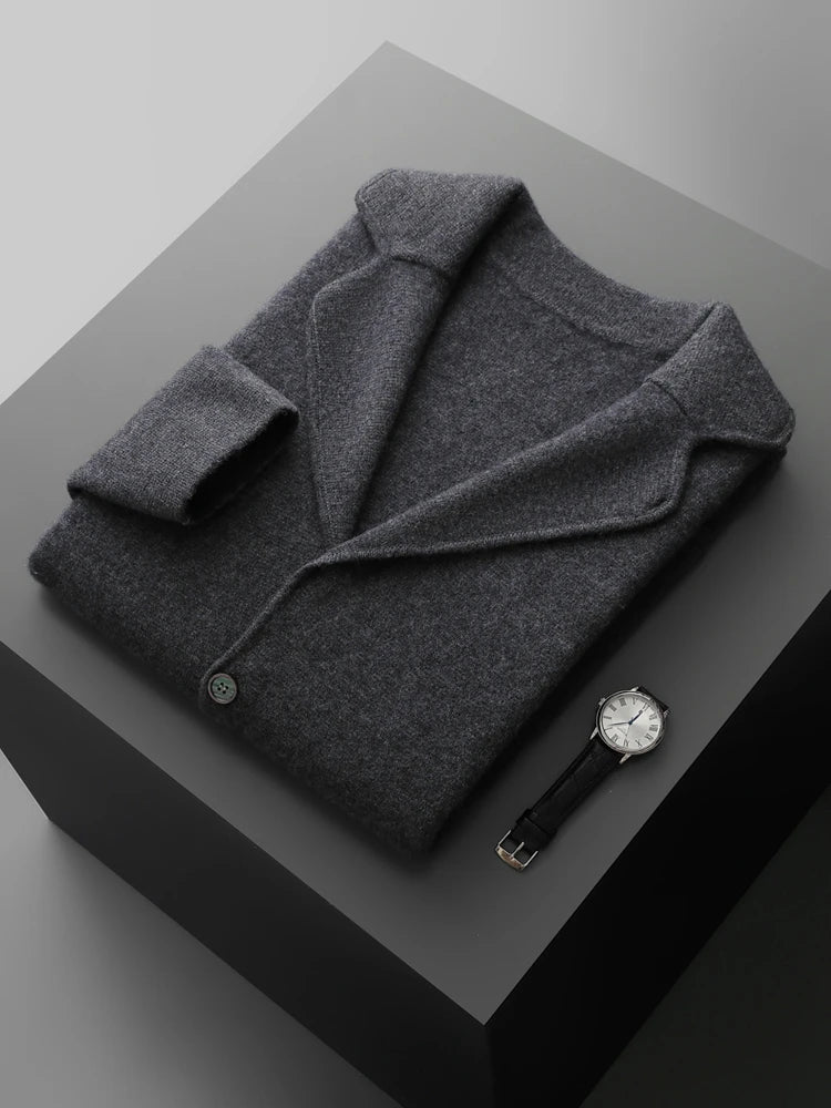 Men' 100% Cashmere Sweater Coat Cashmere Pants Suit