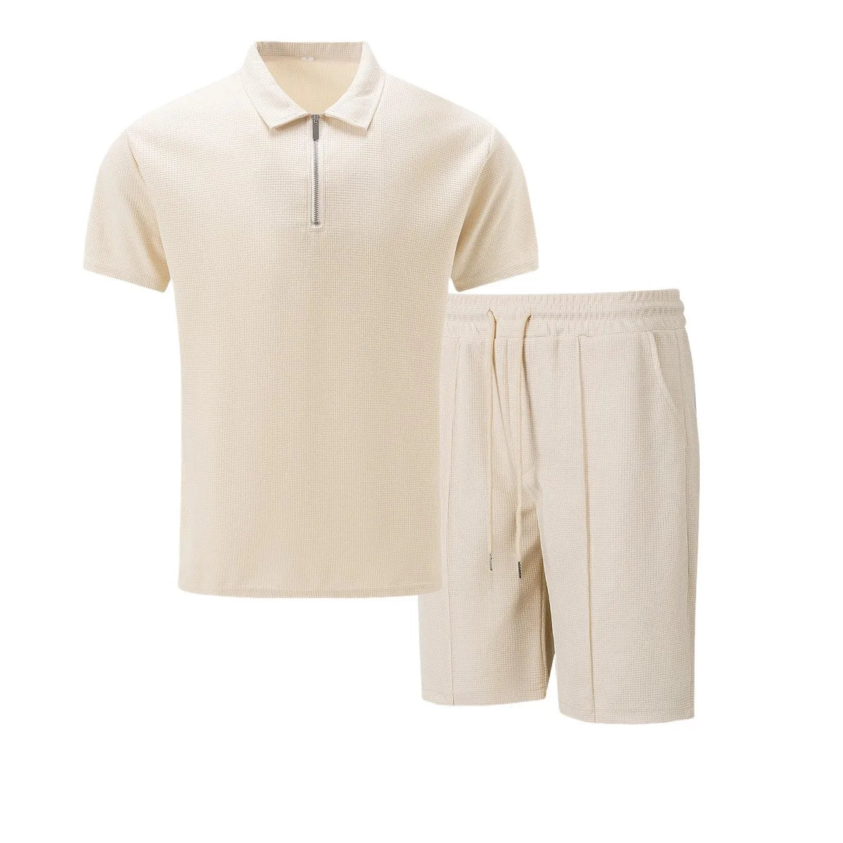 zip-Up lapel short-sleeve suit