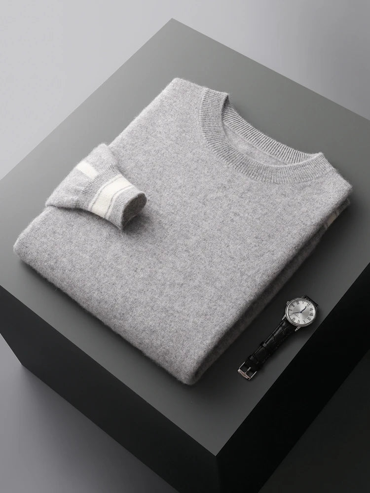 100% Cashmere Sweater Suit O Neck Pullover Casual Pants Luxury Soft Knitwear Autumn Winter Thick Warm Clothing
