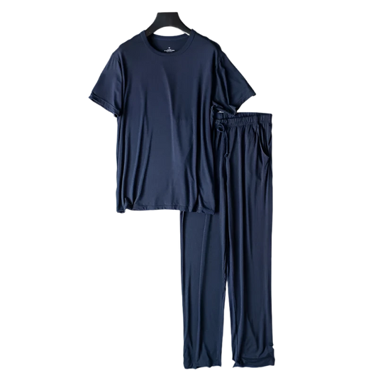 Spring and Summer new modal pajamas two-piece short-sleeved trousers thin large size loose sports home wear suit sleepwear
