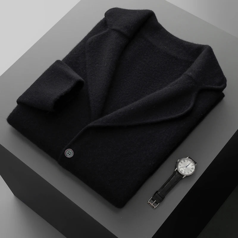 Men' 100% Cashmere Sweater Coat Cashmere Pants Suit