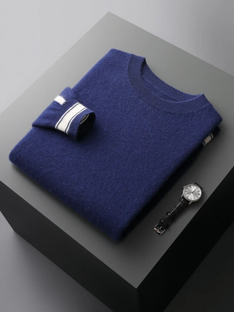 100% Cashmere Sweater Suit O Neck Pullover Casual Pants Luxury Soft Knitwear Autumn Winter Thick Warm Clothing