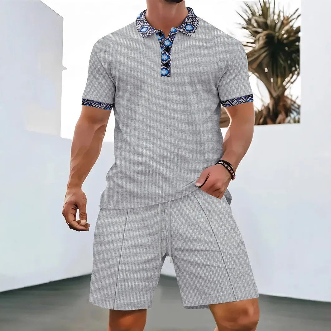 zip-Up lapel short-sleeve suit