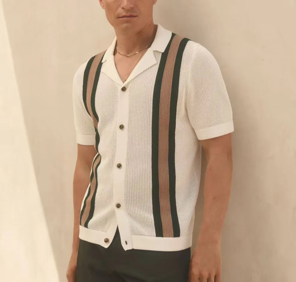 Summer New Striped Knitted Shirt