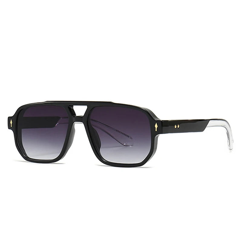 Retro Double Bridges Square Sunglasses Gradient