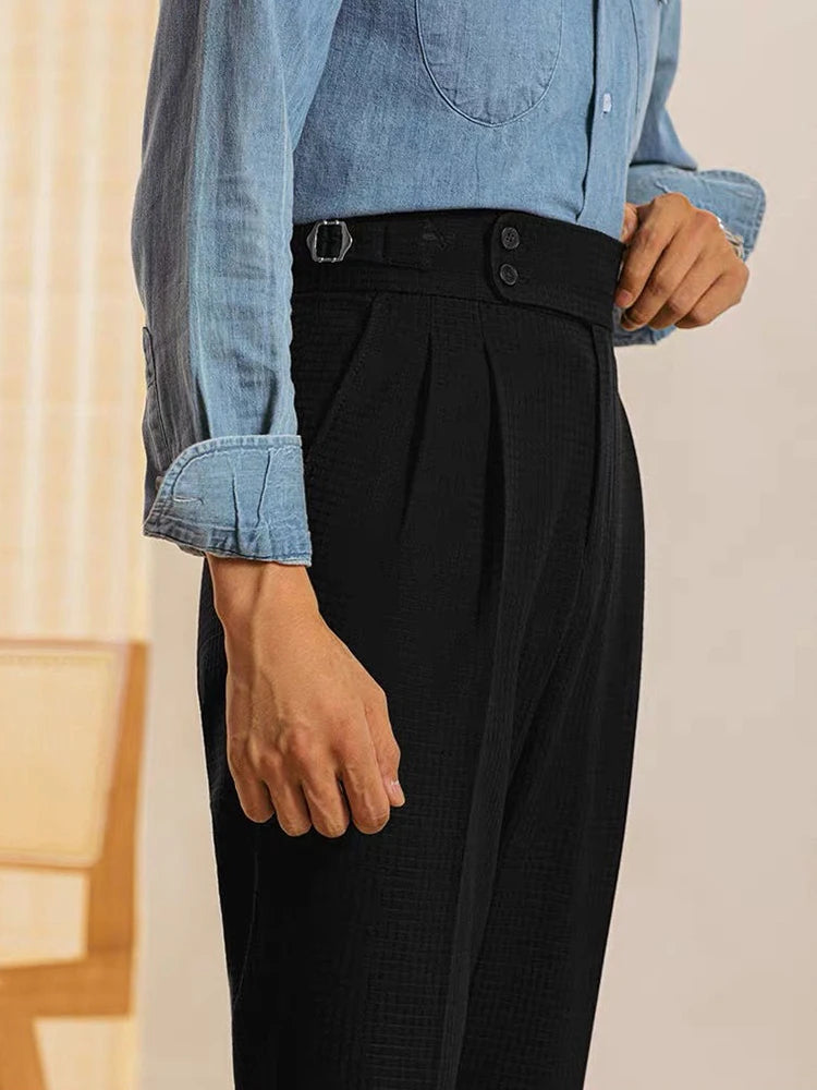 Slim Straight Trousers Mens Naples Style Swiss Developed
