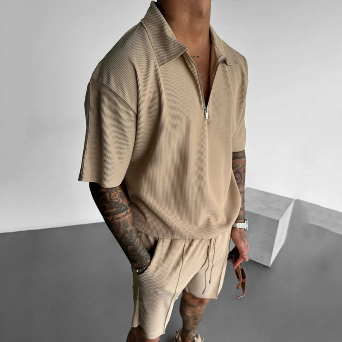 Spring Summer Suit Shorts and Shirt High Quality Cotton