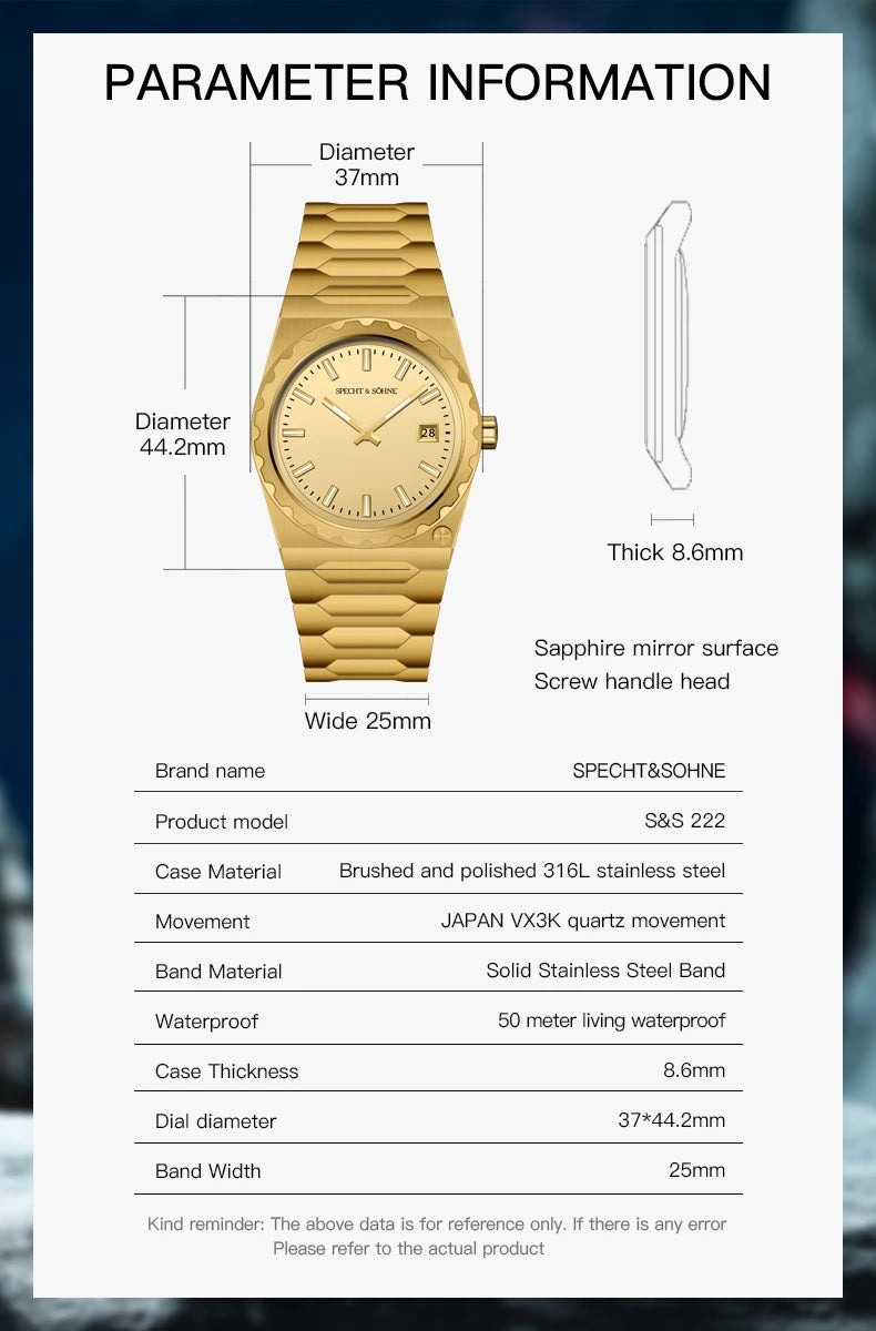 Luxury 37MM Style Quartz Watch For Men Super Slim