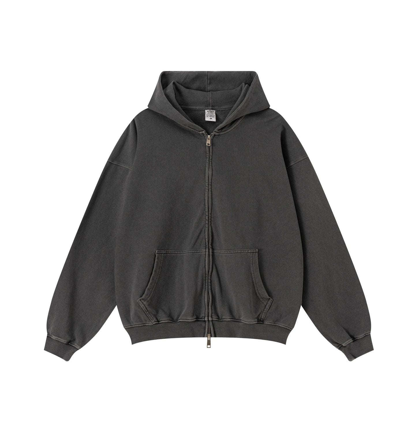 Retro SpringSommer Men Women Teenagers Washed Zipper Hoodies Heavy Cotton