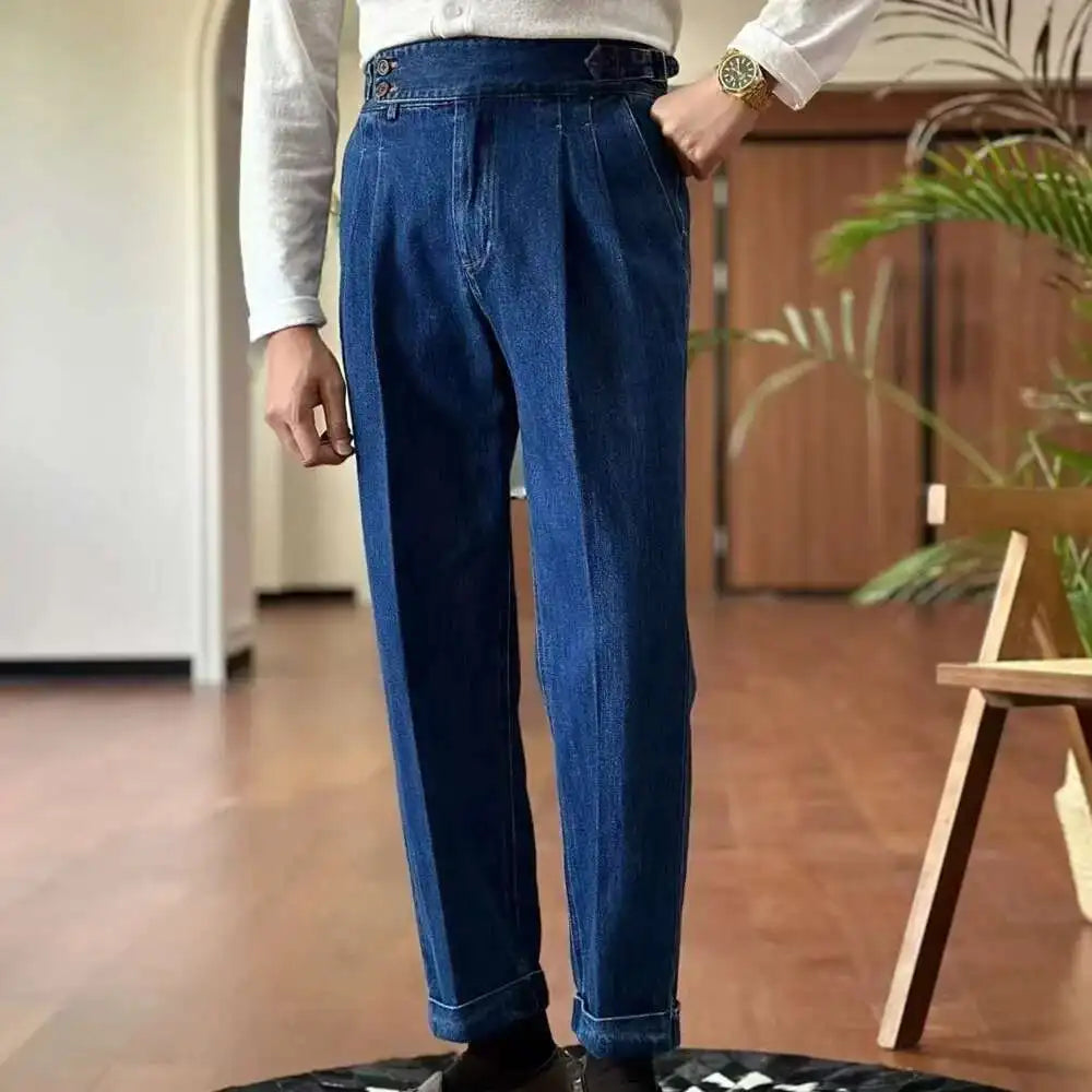 Double Pleated Jeans Straight Leg Old Money Style