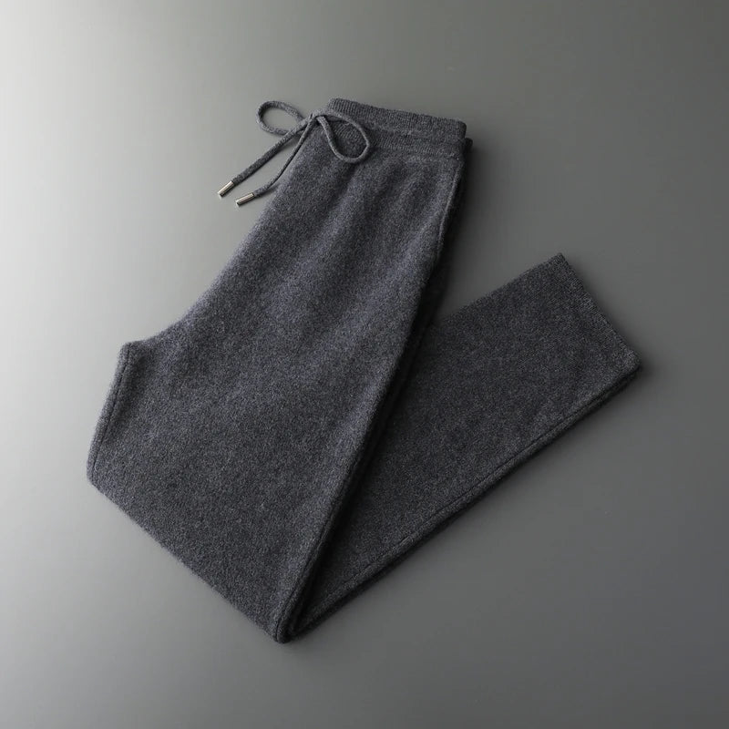 Men' 100% Cashmere Sweater Coat Cashmere Pants Suit