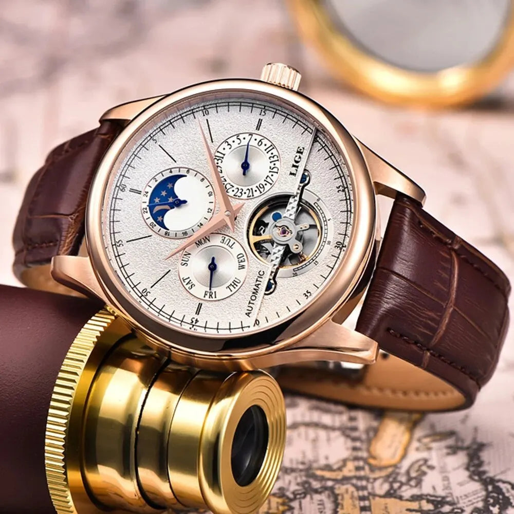 Automatic Watch Tourbillon Genuine Leather