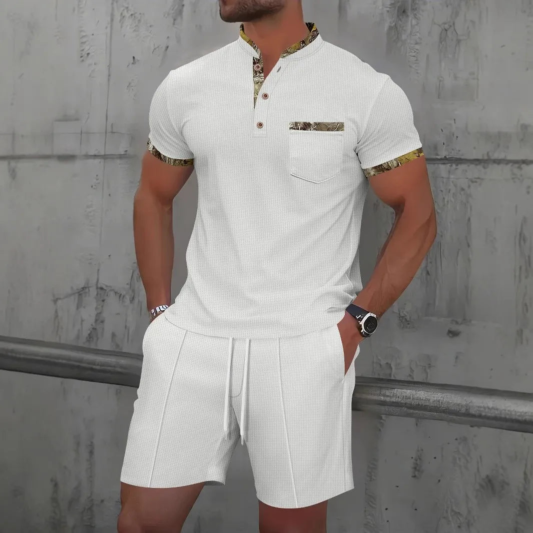 zip-Up lapel short-sleeve suit
