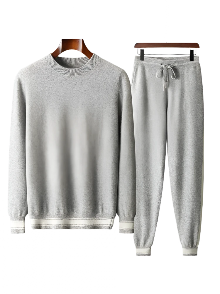 100% Cashmere Sweater Suit O Neck Pullover Casual Pants Luxury Soft Knitwear Autumn Winter Thick Warm Clothing