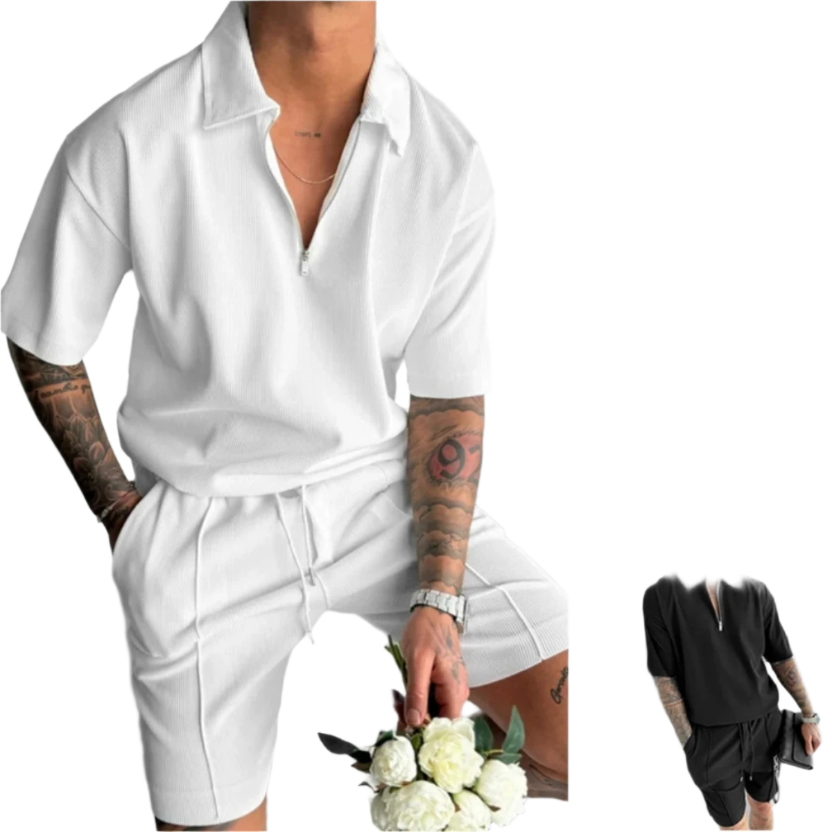 Spring Summer Suit Shorts and Shirt High Quality Cotton