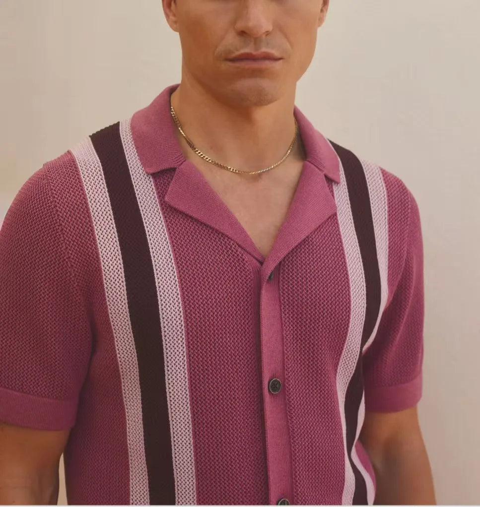 Summer New Striped Knitted Shirt