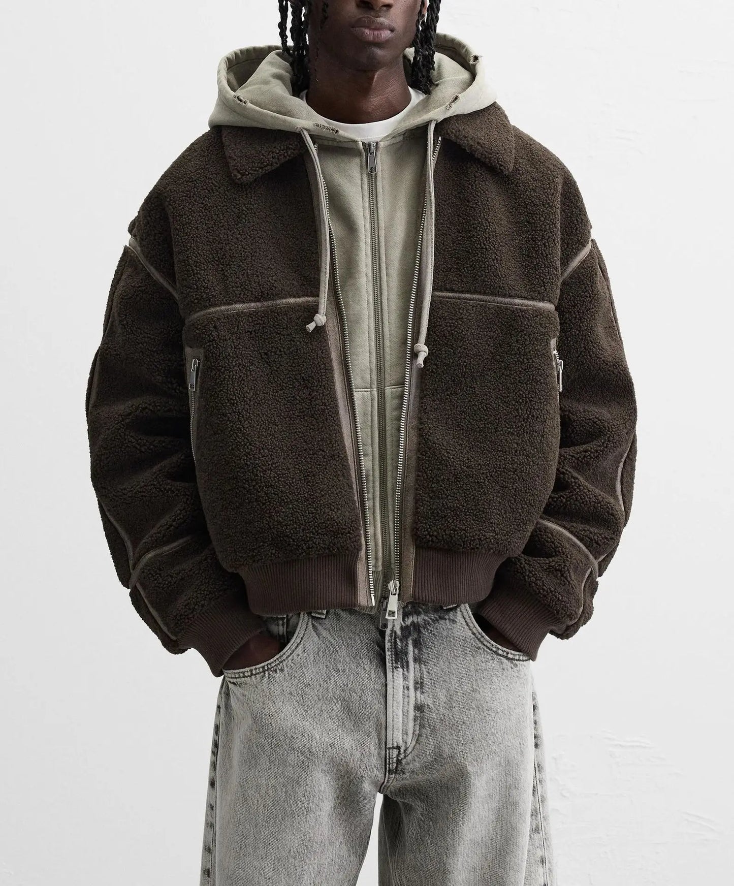 Winter lapel fleece lamb wool jacket men Style Inspired