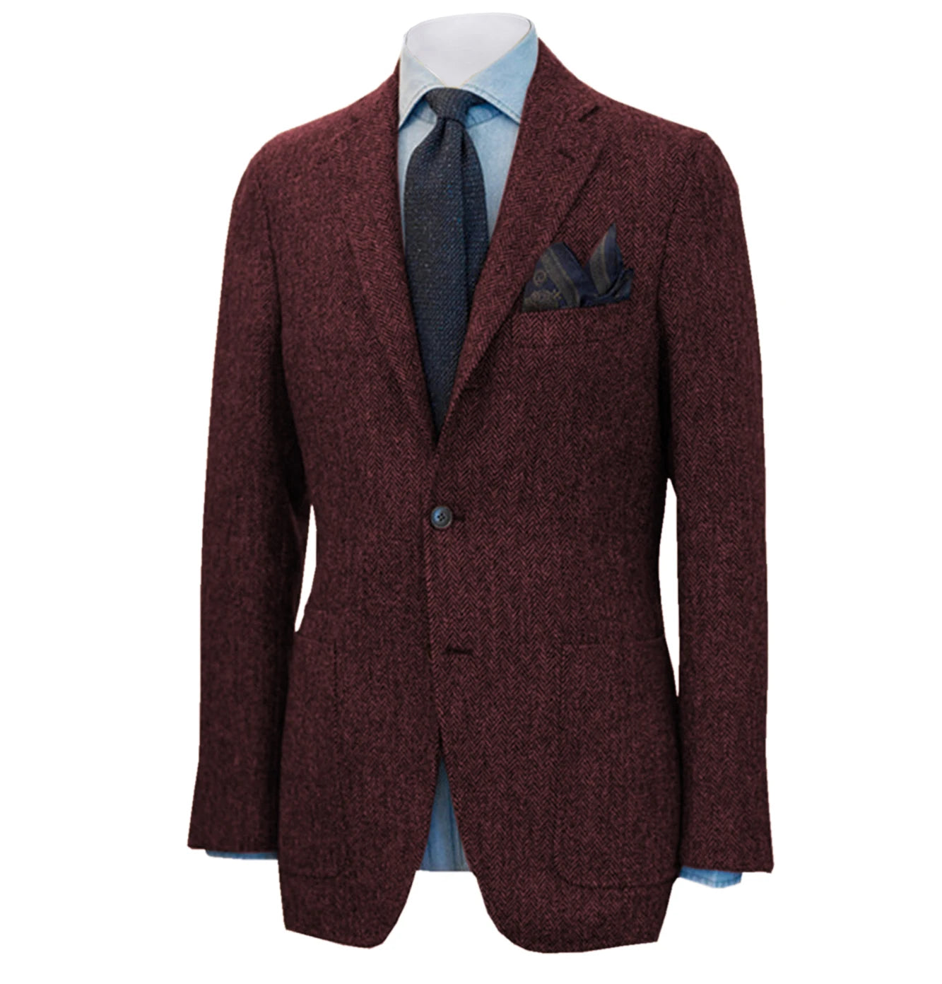 Men's Suit Brown Blazer Prom Tuxedos Herringbone Wool