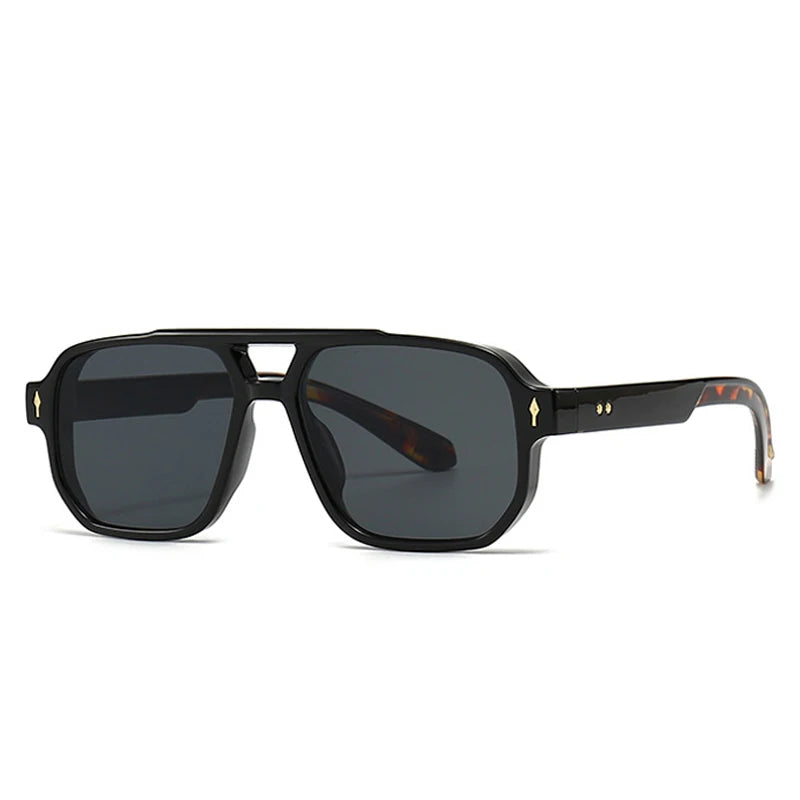 Retro Double Bridges Square Sunglasses Gradient