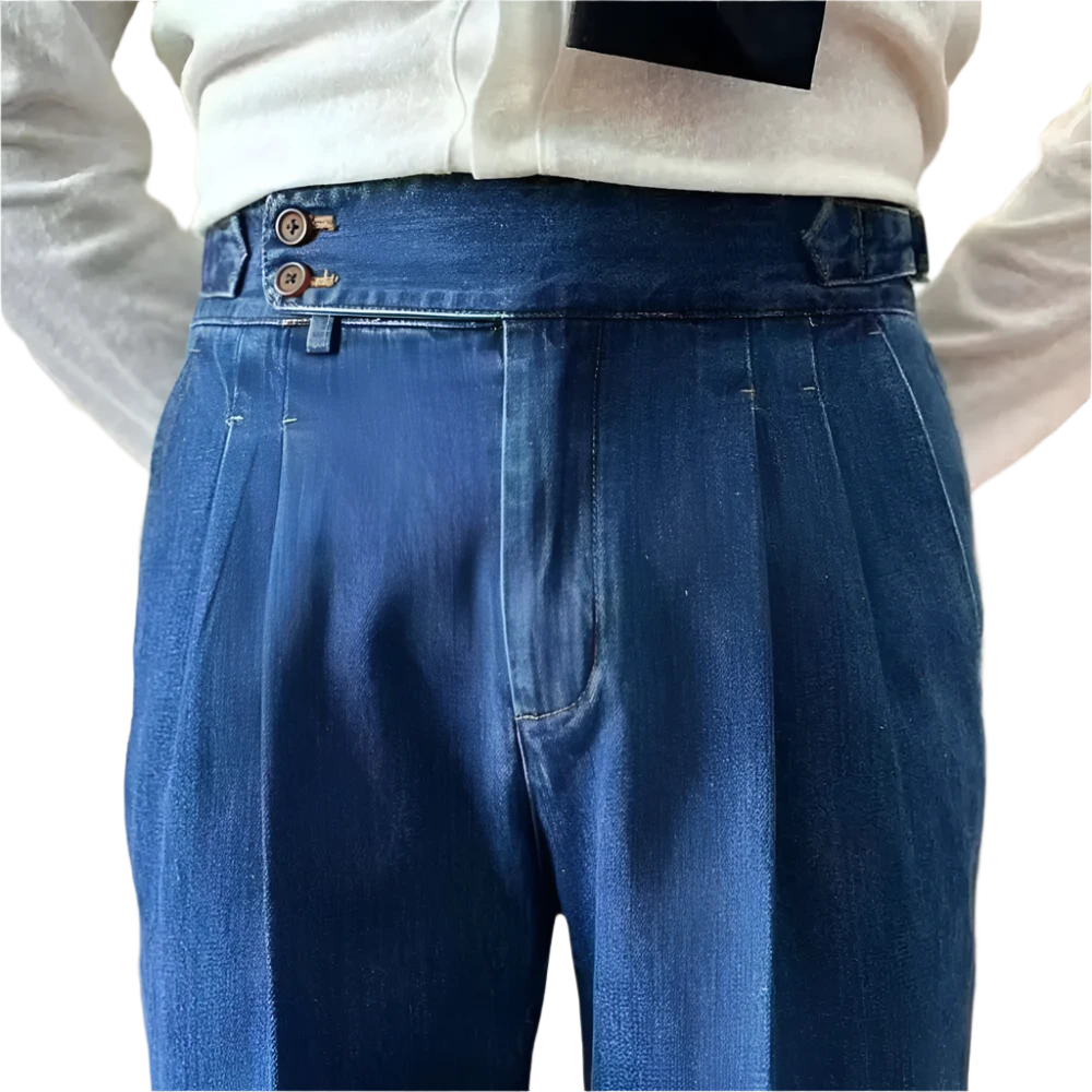 Double Pleated Jeans Straight Leg Old Money Style
