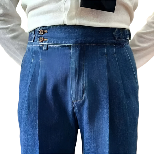 Double Pleated Jeans Straight Leg Old Money Style
