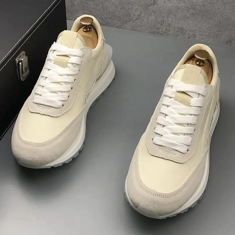 Swiss Style Wedding Party Shoes Vulcanized Breathable Casual Sneakers Round Toe Thick Bottom Business Leisure Walking Loaf V86
